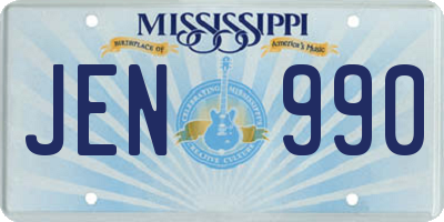 MS license plate JEN990