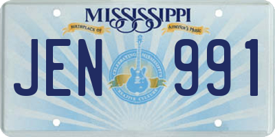 MS license plate JEN991