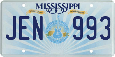 MS license plate JEN993