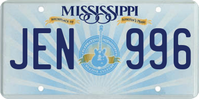 MS license plate JEN996