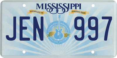 MS license plate JEN997