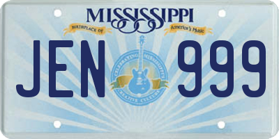 MS license plate JEN999