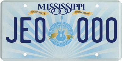 MS license plate JEO000