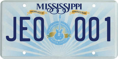 MS license plate JEO001