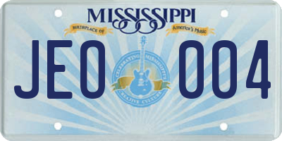 MS license plate JEO004