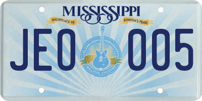 MS license plate JEO005