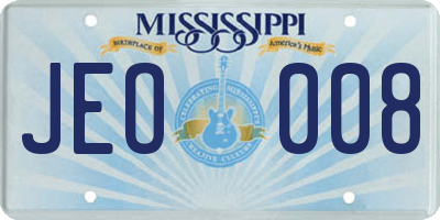 MS license plate JEO008