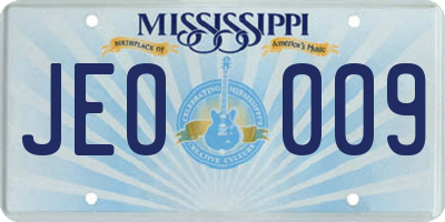 MS license plate JEO009