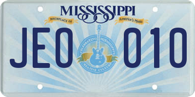 MS license plate JEO010