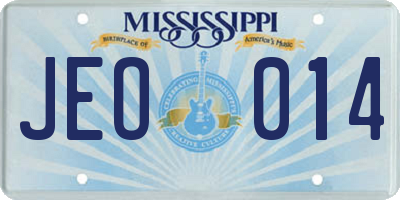 MS license plate JEO014