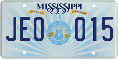 MS license plate JEO015