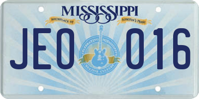 MS license plate JEO016