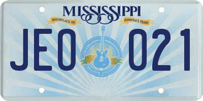MS license plate JEO021