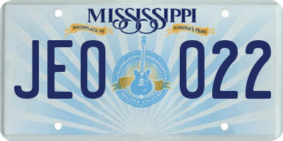 MS license plate JEO022