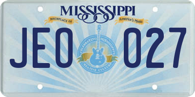 MS license plate JEO027