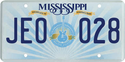MS license plate JEO028