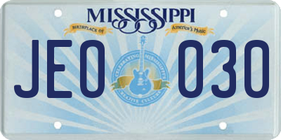 MS license plate JEO030
