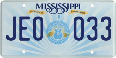 MS license plate JEO033