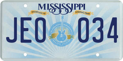 MS license plate JEO034