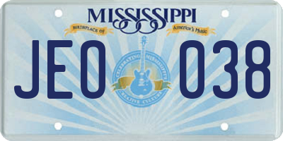 MS license plate JEO038