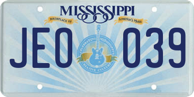 MS license plate JEO039