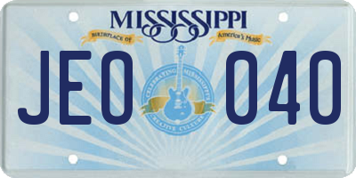 MS license plate JEO040