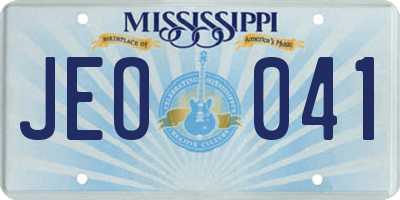MS license plate JEO041