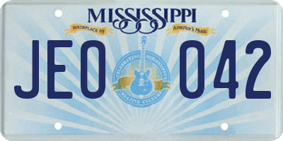 MS license plate JEO042