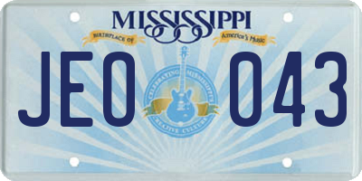 MS license plate JEO043