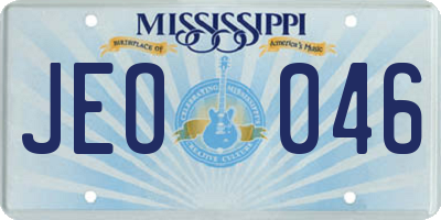 MS license plate JEO046