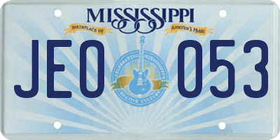 MS license plate JEO053