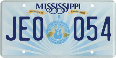 MS license plate JEO054