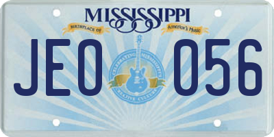 MS license plate JEO056