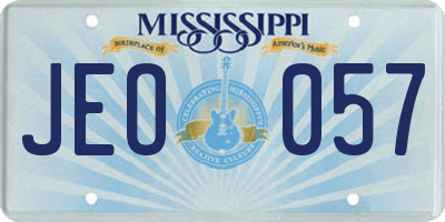 MS license plate JEO057