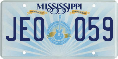 MS license plate JEO059