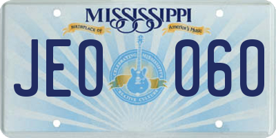 MS license plate JEO060