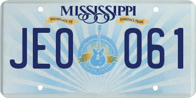 MS license plate JEO061