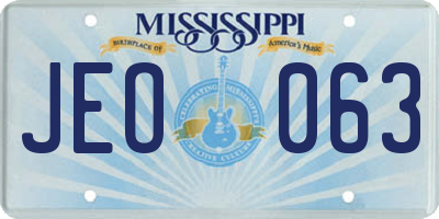MS license plate JEO063