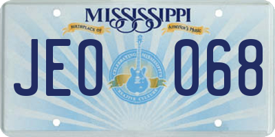MS license plate JEO068