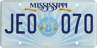 MS license plate JEO070