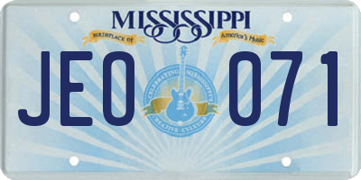 MS license plate JEO071