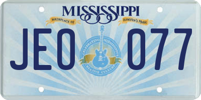 MS license plate JEO077