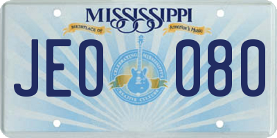 MS license plate JEO080