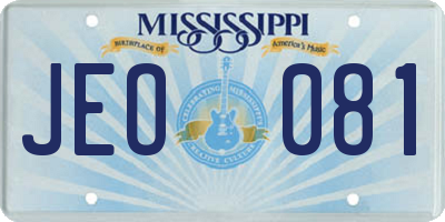 MS license plate JEO081
