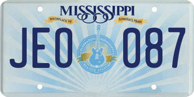 MS license plate JEO087