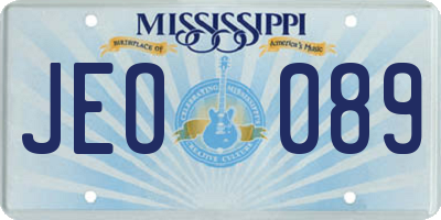 MS license plate JEO089