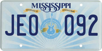 MS license plate JEO092