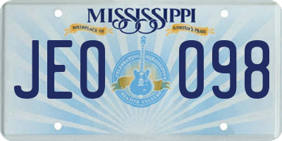 MS license plate JEO098