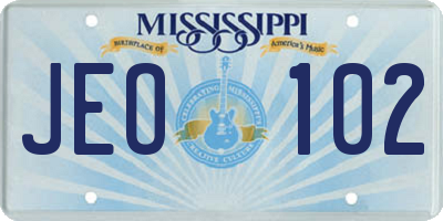 MS license plate JEO102