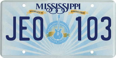 MS license plate JEO103